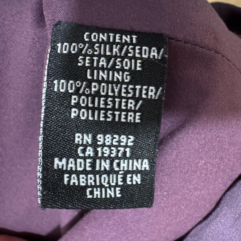 Vintage Tibi New York Y2K Purple Silk Dress Metallic Feather Waistband Sz 4 - Picture 8 of 9